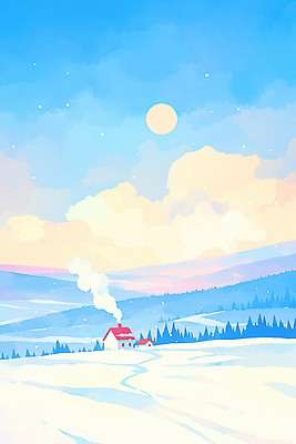 주간 계절 컬러 컨셉 건물 노을 그림 생태계 파일형식 겨울 풍경 주택 산 하늘 연기 따뜻함 차가움 평화 아침 파란색 흰색 자연 풍경화 고요 일출 일몰 국내일러스트 일러스트 JPG