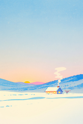 자연요소 계절 산 건물 노을 감각 생태계 파일형식 겨울 주택 연기 풍경 편안함 자연 일출 일몰 산속 하늘 온기 따뜻함 언덕 고요 식물 국내일러스트 일러스트 JPG