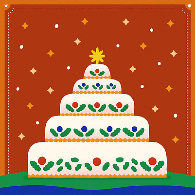 기념일 별 상징 컬러 백그라운드 크리스마스 일러스트 디저트 장식 반짝임 파티 케이크 축제 기쁨 눈송이 즐거움 연말 크리스마스케이크 테마 국내일러스트 AI파일 자연요소 감정 음식 모션 눈_날씨 이벤트 파일형식 벡터