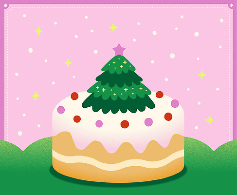 기념일 분홍색 백그라운드 크리스마스 일러스트 디저트 장식 초록색 크리스마스트리 소풍 파티 케이크 축제 모임 생일 크림 제빵 마시멜로우 크리스마스케이크 맛있는 알록달록 국내일러스트 AI파일 음식 컬러 이벤트 컬러풀 야외활동 제과제빵 파일형식 벡터