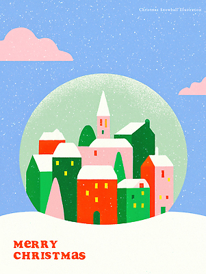 건축물 계절 기념일 감정 컨셉 크리스마스 종교건축 장식 파일형식 마을 축제 컬러 건물 겨울 하늘 평화 풍경 디자인 뷰티풀 크리스마스트리 행복 따뜻함 성당 PSD 국내일러스트 일러스트 스노글로브