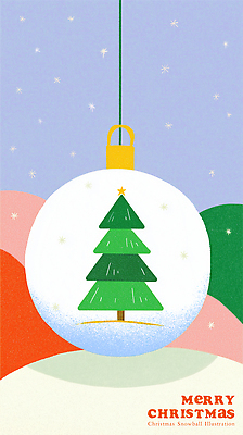 계절 기념일 감정 크리스마스 눈_날씨 이벤트 생태계 파일형식 크리스마스트리 겨울 장식 눈송이 풍경 공 축제 행복 자연 즐거움 선물 모임 PSD 국내일러스트 일러스트