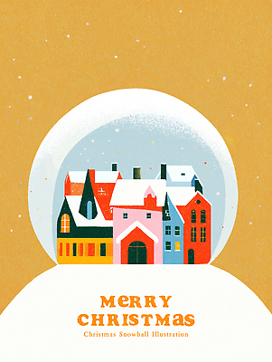 계절 기념일 감정 컨셉 크리스마스 눈_날씨 이벤트 건물 장식 파일형식 눈송이 구슬 마을 풍경 주택 겨울 따뜻함 산타클로스 축제 설렘 특별함 컬러 사랑 행복 PSD 국내일러스트 일러스트 스노글로브