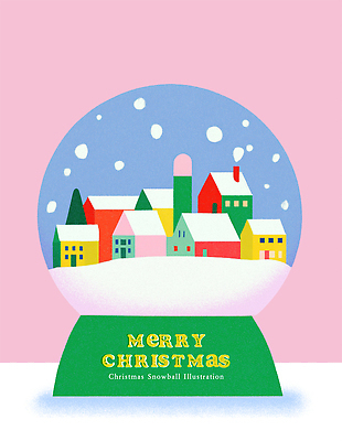 계절 기념일 감정 컬러 컨셉 크리스마스 카드_감사 장식 초록색 파일형식 마을 겨울 풍경 연두색 빨간색 노란색 파란색 즐거움 축제 크리스마스카드 축하 따뜻함 PSD 국내일러스트 일러스트 스노글로브