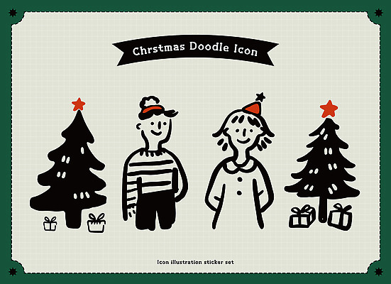 나무 캐릭터 디자인 계절 기념일 스티커 크리스마스 겨울 일러스트 선물 장식 귀여움 축제 낙서 사파리 국내일러스트 AI파일 식물 컨셉 이벤트 파일형식 벡터