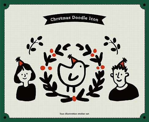 디자인 기념일 크리스마스 겨울 일러스트 조류 사랑 웃음 사람 장식 축제 낙서 손그림 국내일러스트 AI파일 동물 계절 감정 표정 이벤트 파일형식 벡터