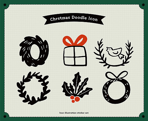 디자인 스티커 크리스마스 일러스트 도안 조류 선물 장식 귀여움 화환 낙서 그림 무료 테마 국내일러스트 AI파일 동물 기념일 꽃 컨셉 파일형식 벡터