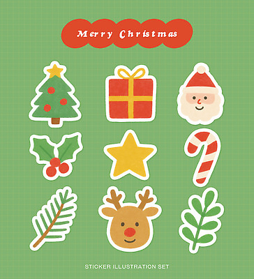 PSD 디자인 기념일 별 컬러 스티커 크리스마스 겨울 일러스트 선물 장식 크리스마스트리 산타클로스 귀여움 축제 편지 즐거움 순록 국내일러스트 자연요소 계절 감정 컨셉 이벤트 파일형식