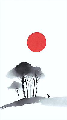 자연요소 식물 동물 컬러 컨셉 날씨 촬영기법 미술 노을 생태계 파일형식 풍경 나무 조류 태양 자연 고요 하늘 빨간색 검은색 실루엣 평화 예술 그림 단순화된 감성 환경 바람 산 공간 JPG 국내일러스트 일러스트 수묵화 일출 새해