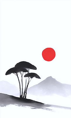 자연요소 식물 감정 컬러 컨셉 산 촬영기법 미술 노을 그림 생태계 파일형식 태양 나무 풍경 자연 평화 하늘 검은색 빨간색 뷰티풀 수채화 실루엣 산맥 일출 일몰 고요 예술 풍경화 여유 JPG 국내일러스트 일러스트 수묵화 새해