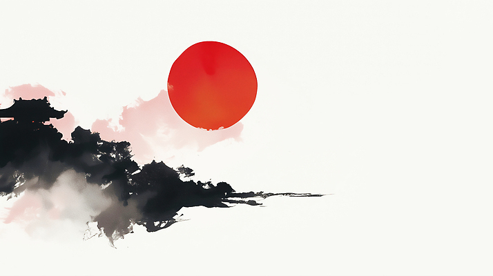 주간 자연요소 컬러 컨셉 미술 노을 동양화 생태계 파일형식 태양 자연 풍경 아침 수평선 하늘 빨간색 평화 예술 전통 조화 뷰티풀 일출 산수화 차분 JPG 국내일러스트 일러스트 수묵화 새해