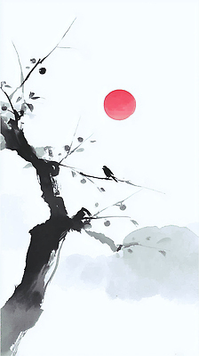 주간 식물 동물 감정 컨셉 잎 채소 미술 노을 생태계 파일형식 조류 나무 아침 풍경 자연 가지 평화 조용 컬러 하늘 여유 예술 그림 모양 나뭇잎 위로 JPG 국내일러스트 일러스트 수묵화 일출 새해