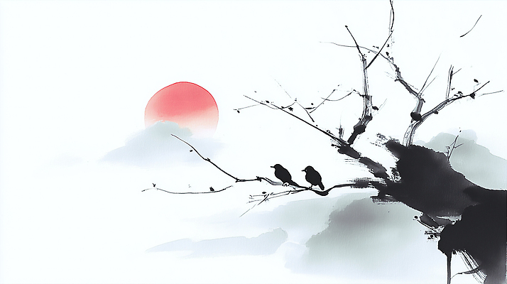 주간 자연요소 나무 동물 컨셉 촬영기법 미술 노을 생태계 파일형식 조류 나뭇가지 아침 태양 풍경 평화 일출 자연 컬러 고요 실루엣 새벽 뷰티풀 그림 예술 하늘 따뜻함 JPG 국내일러스트 일러스트 수묵화 새해