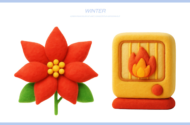 PSD 편집이미지 디자인 계절 꽃 컬러 크리스마스 겨울 따뜻함 풍경 장식 빨간색 인테리어 플라스틱 난로 그림 수공예 펠트 편집3D 식물 기념일 재질 3D 난방기 공예 파일형식 천_직물