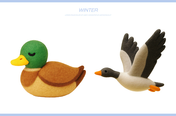 PSD 동물 편집이미지 디자인 컬러 겨울 오리 따뜻함 장식 매력적 비행 공예 친환경 거위 수공예 펠트 편집3D 계절 컨셉 조류 취미 3D 환경 파일형식 천_직물