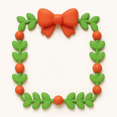 식물 기념일 컬러 컨셉 3D 감각 파일형식 테두리 디자인 리본 주황색 초록색 잎 장식 공 부드러움 화사함 모양 단순화된 JPG 편집3D 편집이미지 프레임 크리스마스