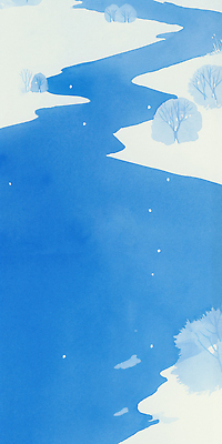 자연요소 식물 계절 컬러 컨셉 날씨 생태계 파일형식 겨울 강 물 나무 풍경 차가움 고요 자연 하늘 파란색 수채화 예술 조화 뷰티풀 생명 색감 평화 JPG 국내일러스트 일러스트 눈