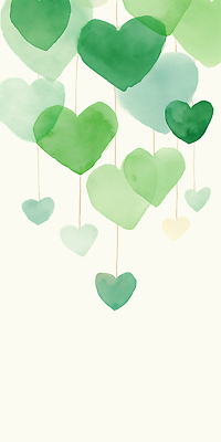 모양 감정 컬러 무늬 모션 감각 파일형식 마음 수채화 디자인 초록색 백그라운드 매달리기 예술 사랑 부드러움 공간 장식 감상 그림 패턴 JPG 국내일러스트 일러스트 하트