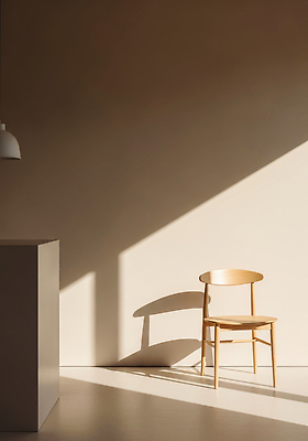 식물 디자인 가구 내부 태양 감각 CG 파일형식 의자 나무 햇빛 그림자 벽 바닥 공간 밝음 조용 편안함 인테리어 실내 편집실사 편집이미지 JPG