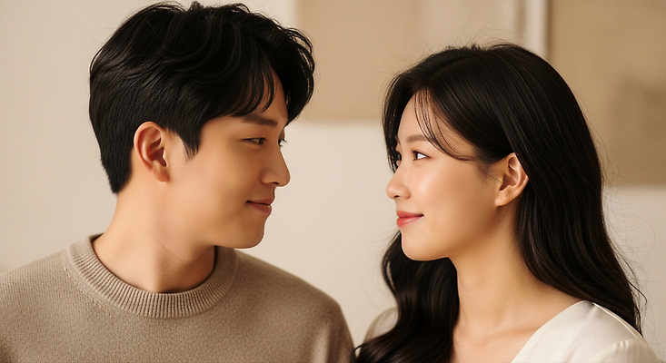 JPG 편집이미지 여자 남자 행복 감정 관계 신혼부부 실내 따뜻함 대화 사랑 미소 웃음 사람 연결 소통 뷰티풀 순간 의료성형뷰티 편집실사 부부 컨셉 표정 말하기 내부 CG 신혼 파일형식