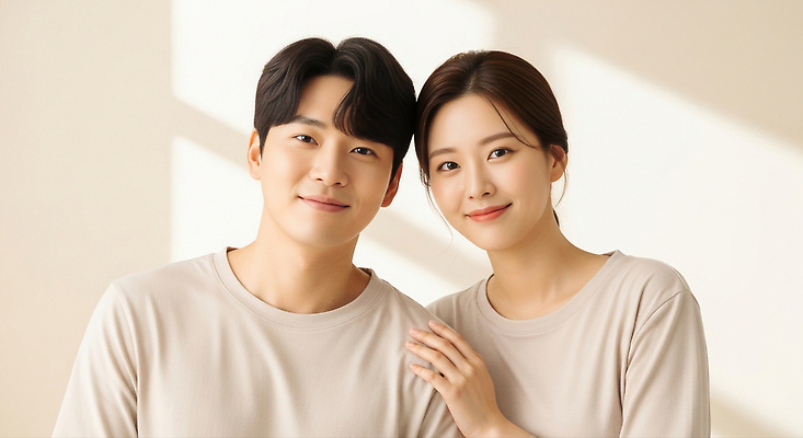 JPG 편집이미지 여자 남자 행복 포즈 신혼부부 조명 실내 사랑 미소 청춘 햇빛 편안함 인연 소통 순간 의료성형뷰티 편집실사 부부 감정 컨셉 표정 사람 내부 태양 감각 CG 신혼 파일형식