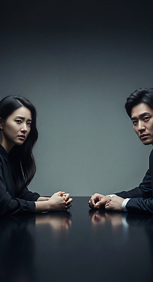 JPG 편집이미지 시선 여자 남자 감정 의자 탁자 표정 대화 사람 검은색 분위기 이혼 의료성형뷰티 대면 편집실사 컬러 가구 컨셉 말하기 CG 파일형식