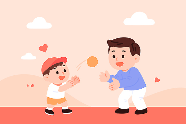 감정 컨셉 공 가족 관계 놀이 표정 사람 파일형식 벡터 아빠 아들 공놀이 즐거움 사랑 웃음 따뜻함 모션 순간 유대감 행복 어린이 남자 게임 소통 국내일러스트 일러스트 AI파일