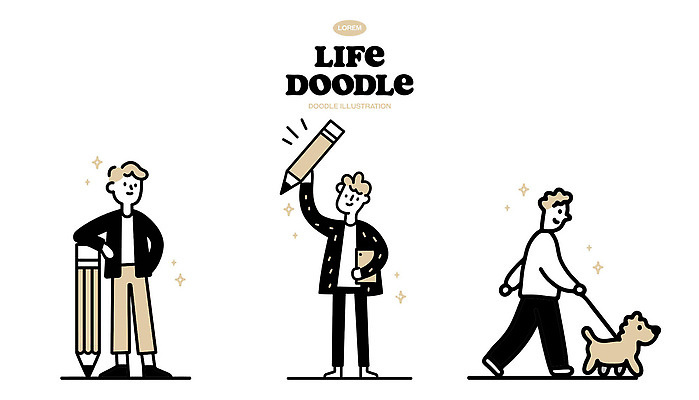 감정 다수 컨셉 휴식 학용품 미술 사람 라이프 반려동물 필기구 개 파일형식 벡터 여러명 일상 드로잉 강아지 연필 산책 모션 남자 그림 예술 창작 즐거움 귀여움 스케치 생활 컬러 디자인 상상력 행복 국내일러스트 일러스트 AI파일