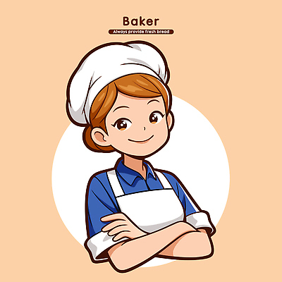 여자 행복 음식 빵 일러스트 요리사모자 요리 미소 주방 빵집 도구 작업 체험 맛 조리복 직원 준비 제빵 아르바이트 제빵사 국내일러스트 AI파일 직업 모자_잡화 감정 컨셉 유니폼 표정 사람 제과제빵 상점 요리사 파일형식 벡터