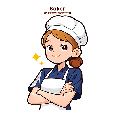 여자 음식 빵 일러스트 모션 요리 미소 사람 취미 제과 주방 앞치마 활발 신선 자신감 만들기 제빵 제빵사 국내일러스트 AI파일 직업 감정 컨셉 표정 제과제빵 파일형식 벡터