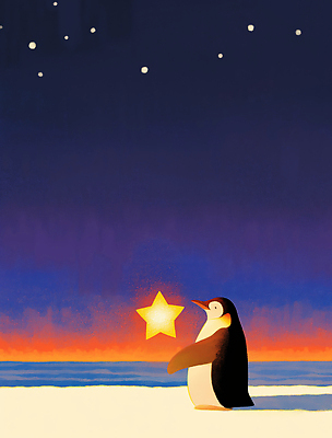 자연요소 계절 감정 컨셉 교통시설 조류 노을 야간 생태계 파일형식 펭귄 별 일몰 하늘 바다 풍경 저녁 평화 감상 그림 자연 일출 컬러 경계 항구 상상 행복 동물 예술 국내일러스트 JPG 일러스트 겨울