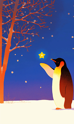 자연요소 식물 계절 컨셉 조류 하늘 미술 야간 생태계 파일형식 펭귄 겨울 별 나무 밤하늘 뷰티풀 자연 동물 빛 풍경 따뜻함 드로잉 조화 생명 신비 순간 상상력 국내일러스트 JPG 일러스트