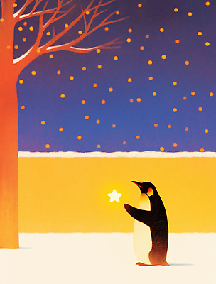 자연요소 식물 시선 계절 기념일 모션 조류 생태계 파일형식 펭귄 겨울 별 나무 조용 놓기 응시 하늘 풍경 소원 뷰티풀 자연 컬러 크리스마스 고요 빛 상상력 국내일러스트 JPG 일러스트 야간
