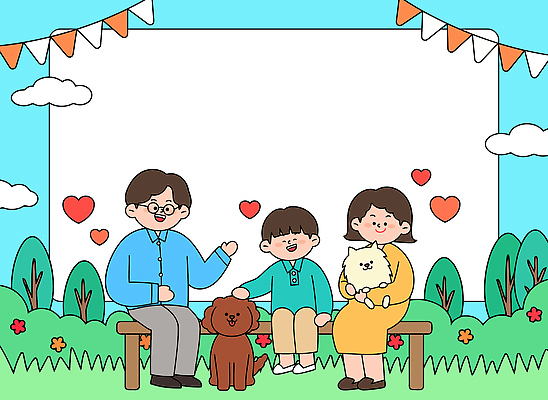 나무 공원 꽃 행복 어린이 벤치 일러스트 가족 자연 놀이 대화 사랑 웃음 야외 여름 반려동물 부모 손잡기 분위기 강아지 순간 국내일러스트 AI파일 식물 동물 계절 공공시설 감정 컨셉 의자 관계 모션 표정 말하기 사람 개 생태계 파일형식 벡터