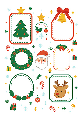 디자인 별 컬러 스티커 크리스마스 겨울 일러스트 포장 프레임 선물 장식 크리스마스트리 산타클로스 축제 화환 기쁨 루돌프 초인종 국내일러스트 AI파일 자연요소 계절 기념일 꽃 감정 사슴 종 파일형식 벡터