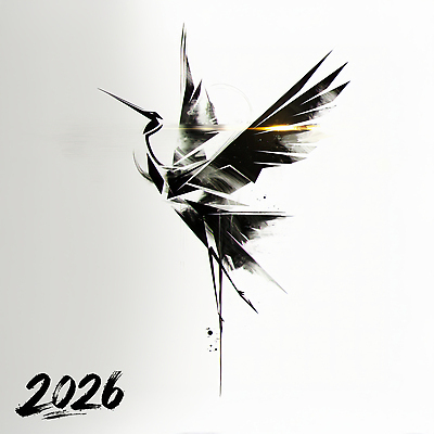 무늬 조류 촬영기법 연도 그림 파일형식 학 2026년 기하학 디자인 상징 날개 흑백 모양 추상 비행 예술 상상력 심플 벽화 표현 JPG 국내일러스트 일러스트