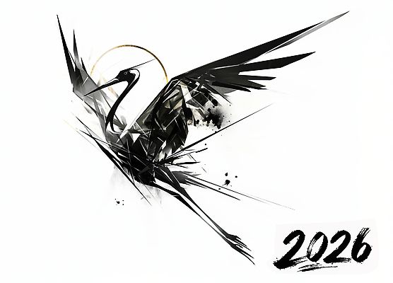 컬러 컨셉 조류 연도 파일형식 학 검은색 흰색 디자인 예술 자유 독창 역동적 2026년 조화 표현 우아함 비행 깃털 상징 스타일 JPG 국내일러스트 일러스트