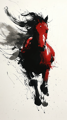 컬러 컨셉 모션 미술 미술도구 말_동물 생태계 파일형식 말_게임 운전 빨간색 그림 예술 달리기 힘 역동적 표현 감정 유화 붓터치 물감 창의성 감각 뷰티풀 자연 JPG 국내일러스트 일러스트 붉은말