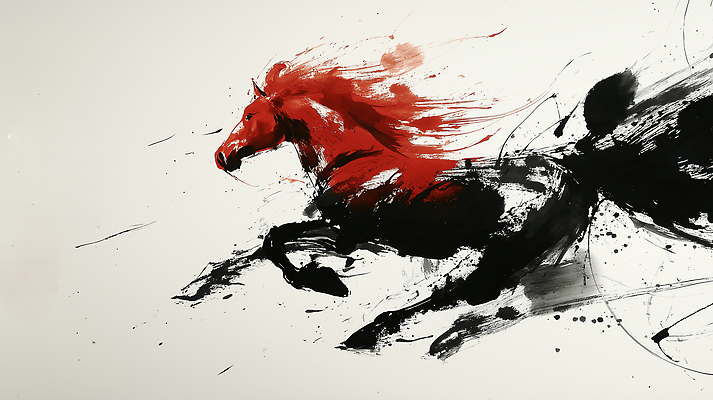 컨셉 셔츠 모션 말_동물 파일형식 말_게임 달리기 그림 예술 에너지 속도 표현 힘 색감 갈기 러닝셔츠 동물 화려 JPG 국내일러스트 일러스트 붉은말