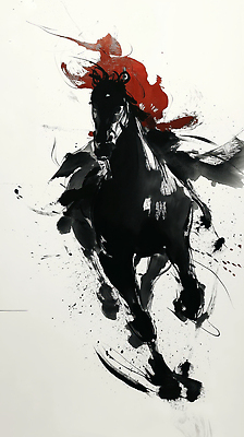 컬러 컨셉 모션 말_동물 생태계 파일형식 말_게임 예술 붓터치 빨간색 그림 달리기 검은색 생동감 캔버스 표현 귀여움 힘 속도 자연 동물 창의력 문화 뷰티풀 JPG 국내일러스트 일러스트 붉은말