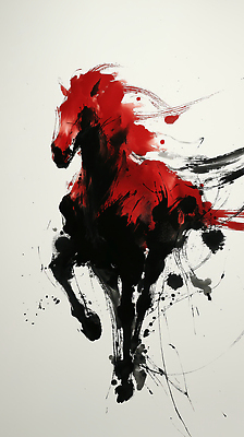 식물 컬러 컨셉 말_동물 파일형식 말_게임 빨간색 검은색 그림 예술 동물 역동적 표현 감정 색채 창의력 모션 줄기 스타일 뷰티풀 디자인 JPG 국내일러스트 일러스트 붉은말