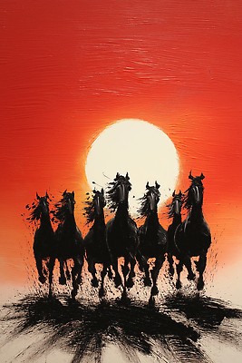 자연요소 계절 컨셉 모션 촬영기법 노을 일몰 생태계 파일형식 말_게임 자연 풍경 달리기 황혼 여름 뷰티풀 하늘 힘찬 실루엣 함께함 동물 자유 속도 JPG 국내일러스트 일러스트