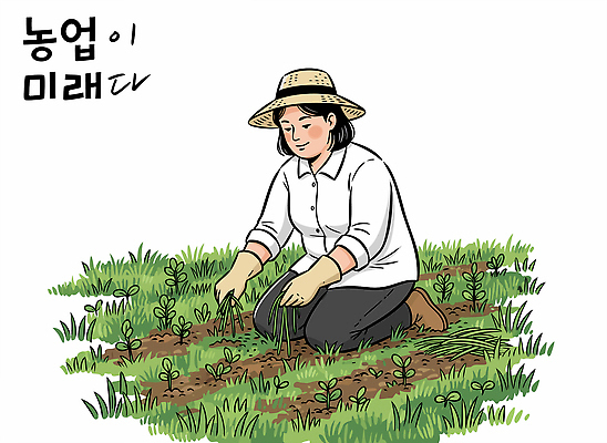 여자 밭 농업 일러스트 자연 미래 협력 함께함 풍경 초록색 농작물 환경 농사 수확 잡초 농부 지역 중요성 땀흘리기 국내일러스트 AI파일 식물 직업 산업 컬러 컨셉 사람 생태계 파일형식 벡터