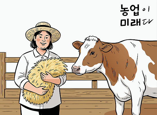 동물 여자 농업 일러스트 자연 미래 일상 농장 환경 농사 가축 농촌 작업 소 볏짚 축산업 농부 전문 국내일러스트 AI파일 직업 산업 컨셉 포유류 사람 라이프 시골 짚 생태계 파일형식 벡터