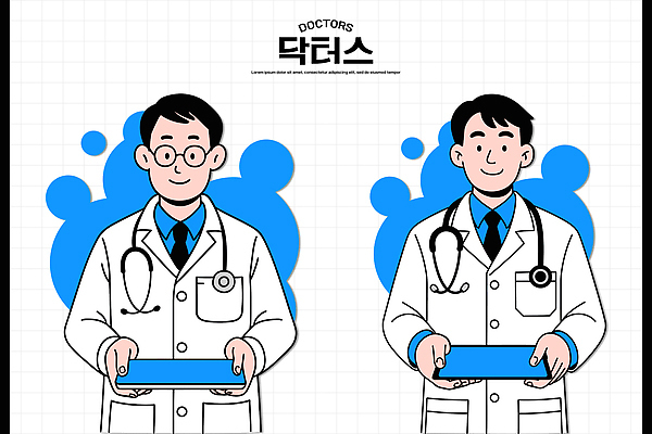 손 신체 일러스트 의학 건강 병원 두명 치료 기계 진료 환자 의사 가운 전문직 검사_조사 준비 예방 보건 국내일러스트 AI파일 직업 옷 사람 신체부위 의료진 파일형식 벡터