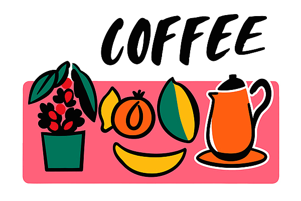 식물 디자인 음료 벽 컨셉 상점 감각 파일형식 벡터 커피 과일 꽃 그림 카페 오브젝트 벽면 따뜻함 색감 아기자기 인테리어 편안함 장식 스타일 취향 예술 국내일러스트 AI파일 일러스트