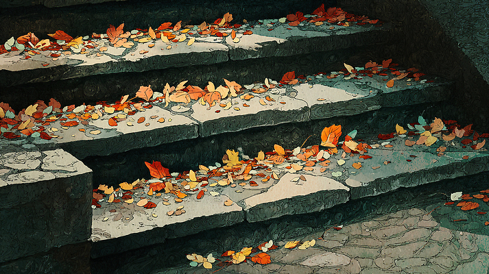 식물 잎 모션 휴식 계단 돌_바위 생태계 파일형식 단풍 돌계단 자연 풍경 컬러 낙엽 쌓기 걷기 뷰티풀 나무 신선 길 산책 국내일러스트 일러스트 JPG