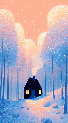 주간 식물 계절 컨셉 겨울 풍경 건물 숲 생태계 파일형식 주택 설경 나무 연기 평화 아침 고요 하늘 자연 산 조용 숲속 국내일러스트 일러스트 JPG