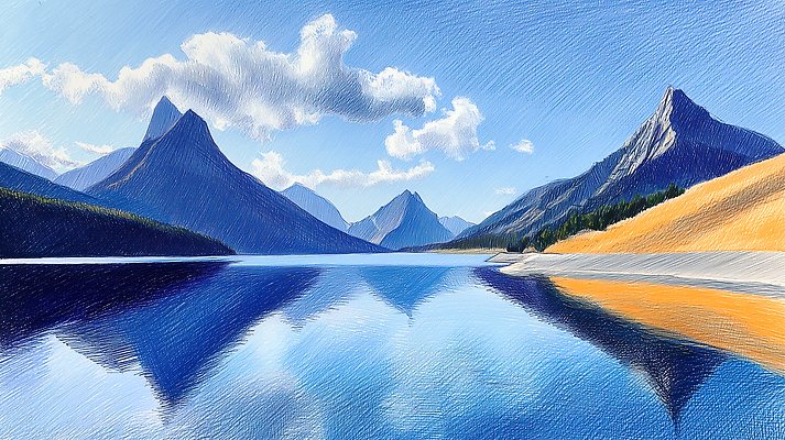 계절 컨셉 자연 날씨 풍경 태양 생태계 파일형식 호수 산 하늘 햇빛 반사 차분 평화 야외 뷰티풀 여행 경관 맑음 여름 울창 조용 국내일러스트 일러스트 JPG