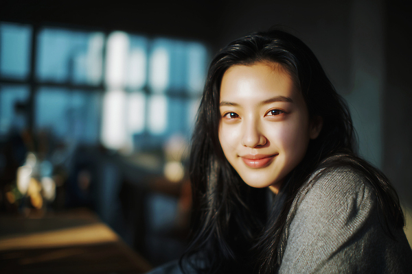 JPG 편집이미지 긴머리 여자 행복 감정 포즈 실내 따뜻함 미소 일상 청춘 햇빛 방 편안함 뷰티풀 의료성형뷰티 편집실사 헤어스타일 컨셉 표정 사람 내부 라이프 태양 감각 CG 파일형식